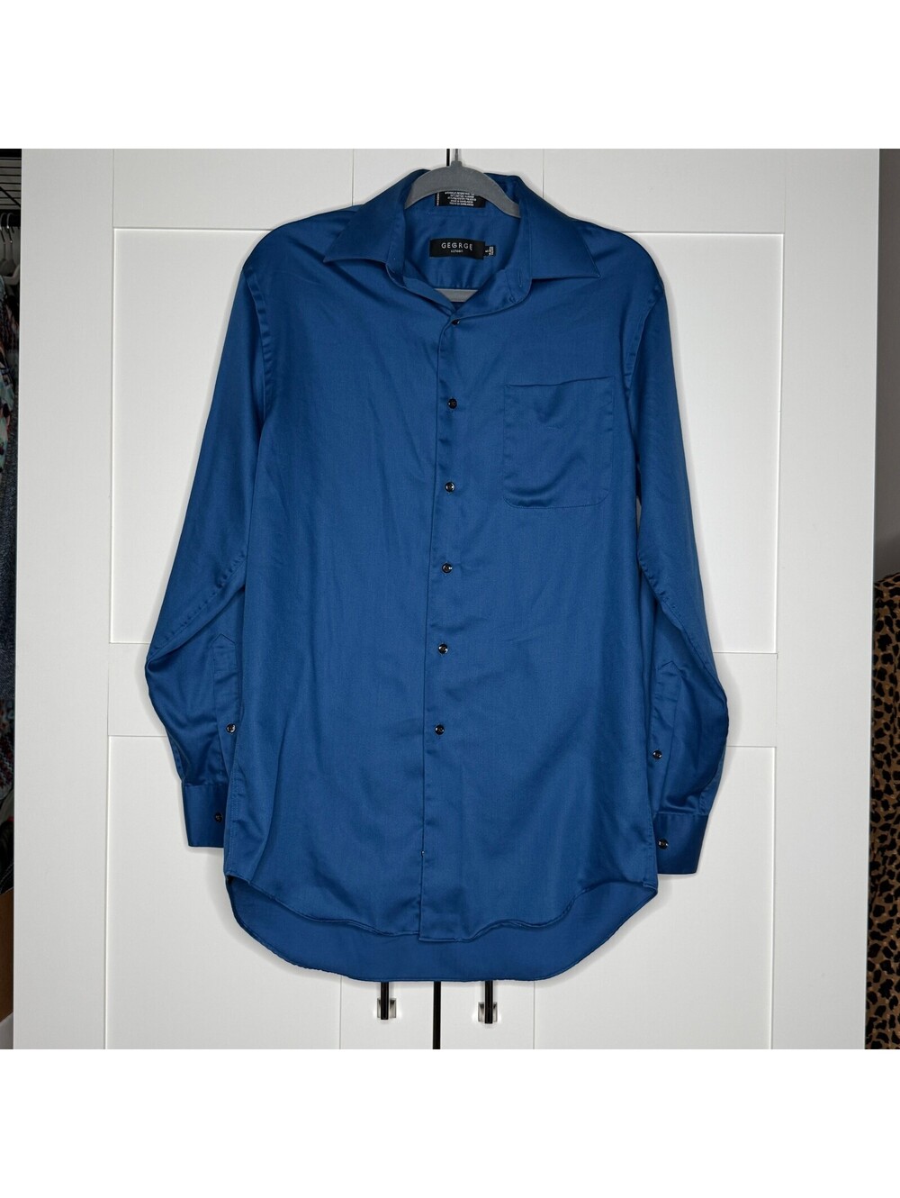 George Men's Royal Blue Long Sleeve Dress Shirt Size Small 14-14 1/2